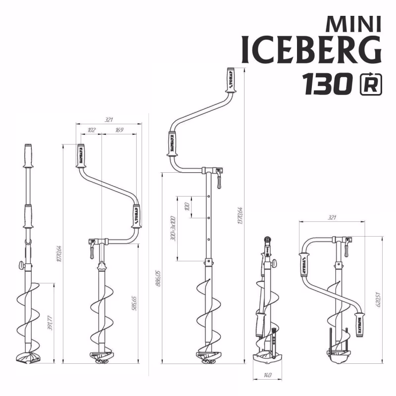 Ледобур ручной Тонар Iceberg Mini 130R v 3.0