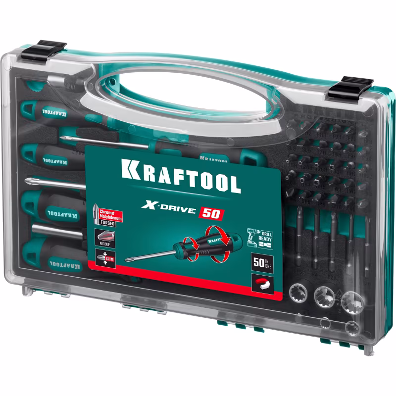 Набор отверток и насадок Kraftool X-Drive-50, 50 предметов