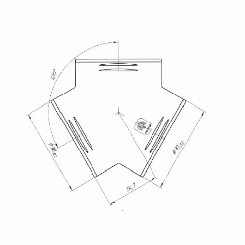 Тройник воздушный У-образный Адверс 9124, 90х90х90 мм