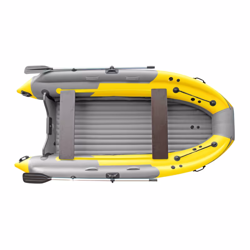 Лодка надувная РИБ с фальшбортом Angler Tornado 430 Skat Fi, желтый/серый
