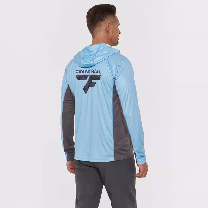 Лонгслив мужской с капюшоном Finntrail Wave Big Logo 6614 LightBlue, полиэстер, голубой, размер 50-52 (L), 175-185 см
