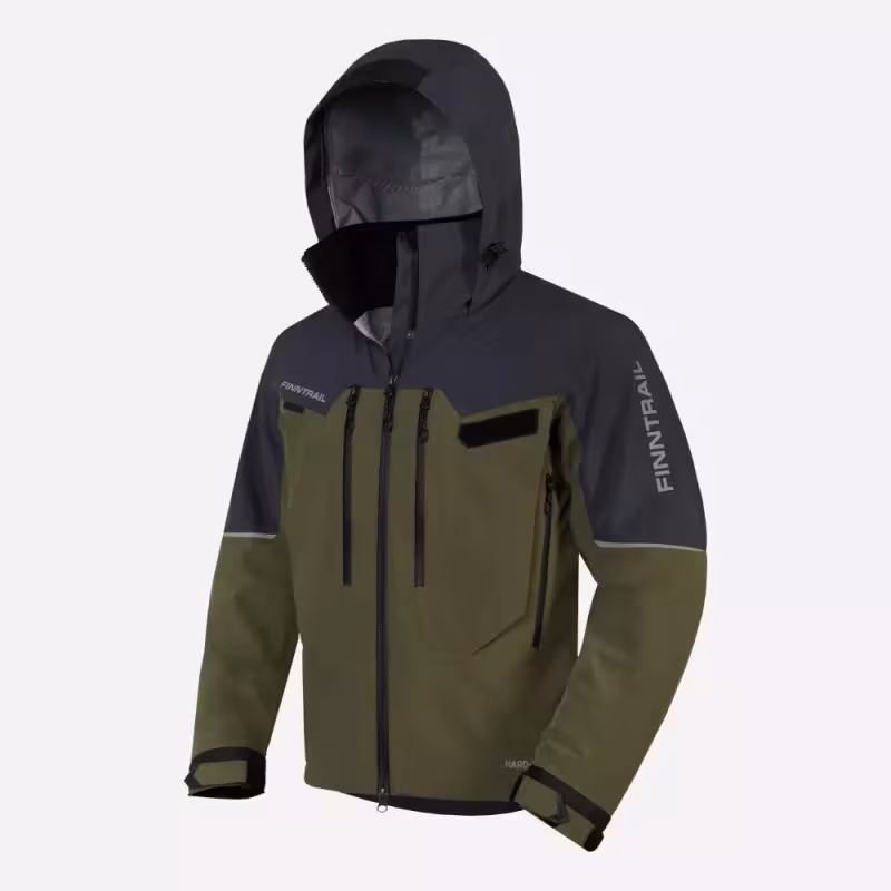 Куртка забродная мужская Finntrail Proguide 4031 Khaki, мембрана Hard-Tex, хаки, размер 44-46 (S), 165-175 см