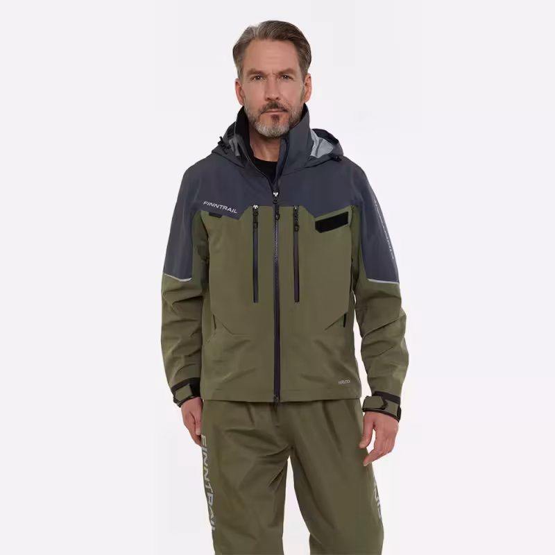 Куртка забродная мужская Finntrail Proguide 4031 Khaki, мембрана Hard-Tex, хаки, размер 44-46 (S), 165-175 см