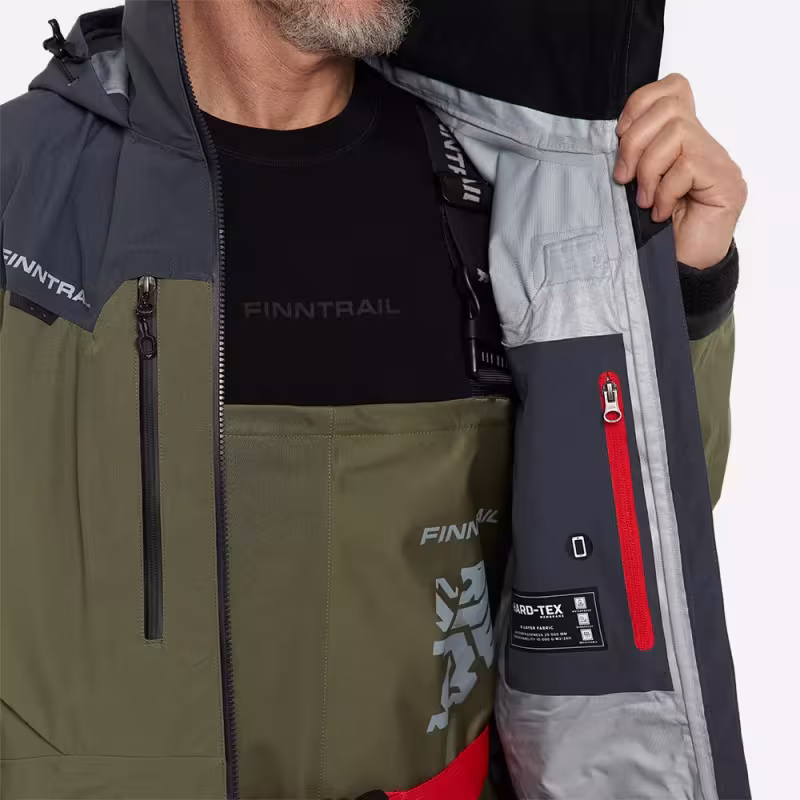 Куртка забродная мужская Finntrail Proguide 4031 Khaki, мембрана Hard-Tex, хаки, размер 44-46 (S), 165-175 см
