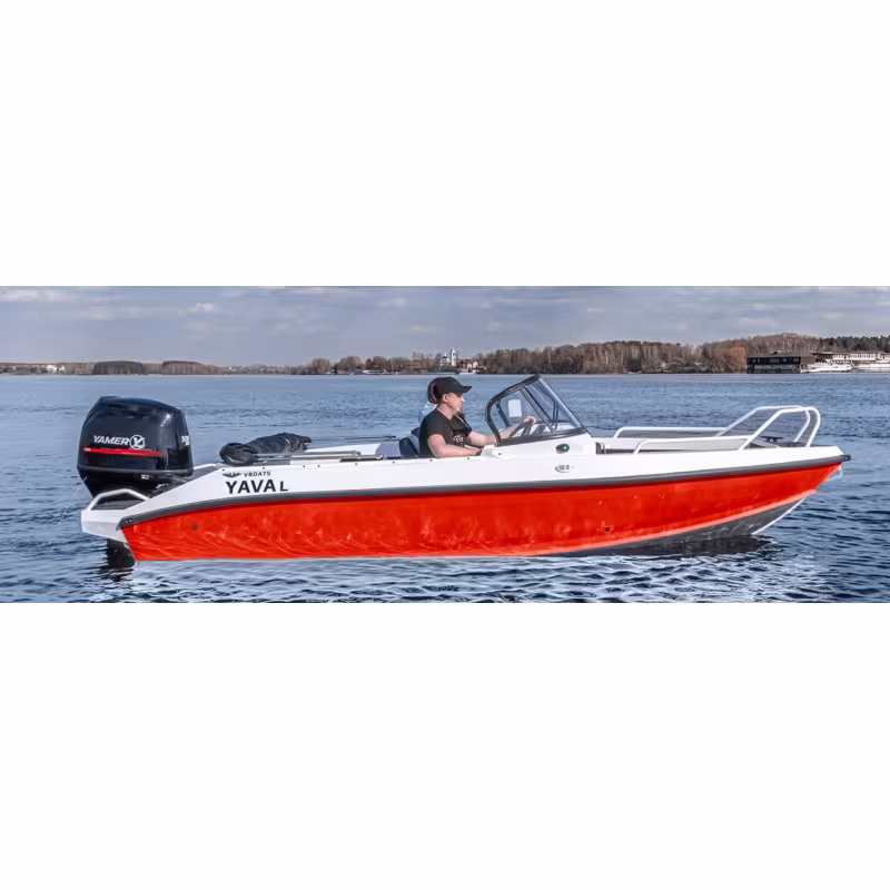 Лодка алюминиевая VBoats Yava L Bowrider, белый/красный