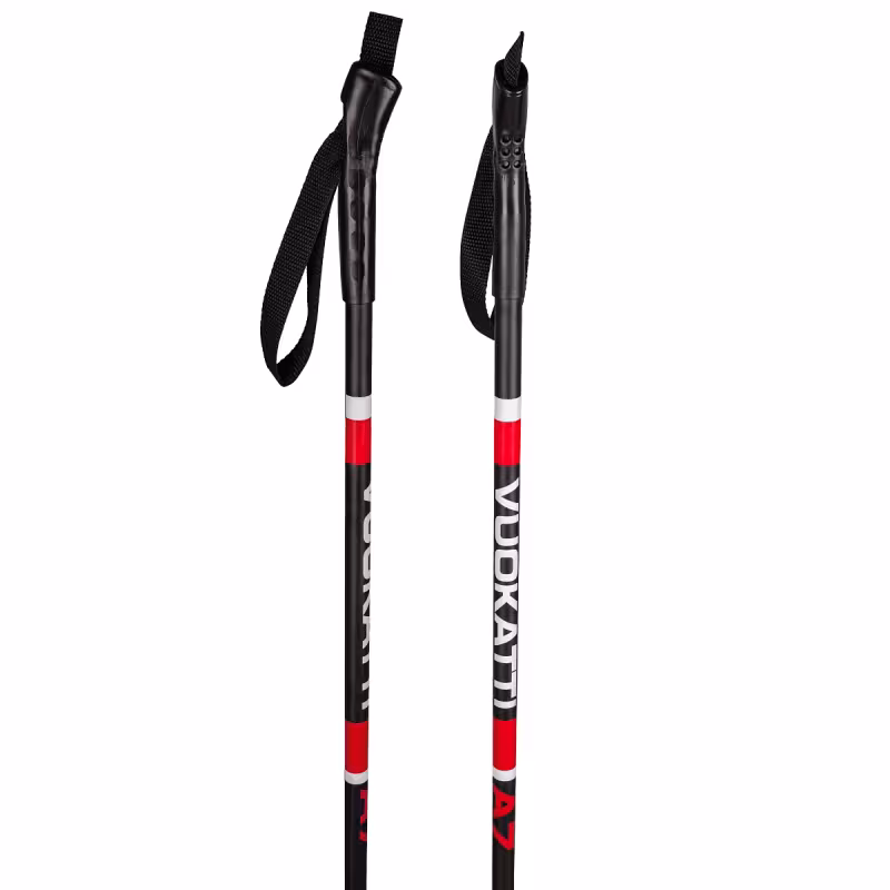 Лыжные палки Vuokatti Black/Red, гибрид 35/65, 160 см