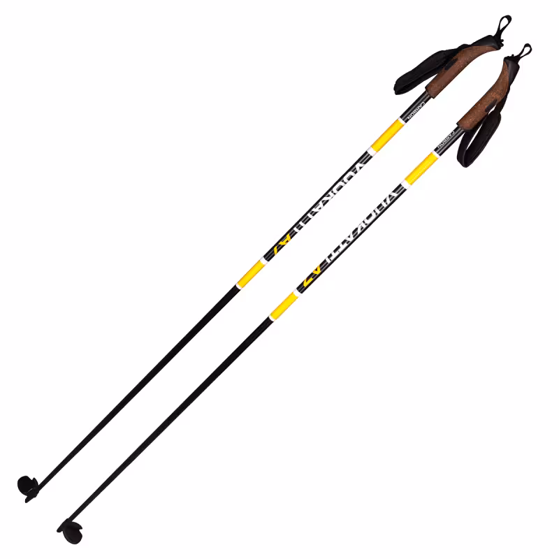 Лыжные палки Vuokatti Black/Yellow, гибрид 35/65, 160 см