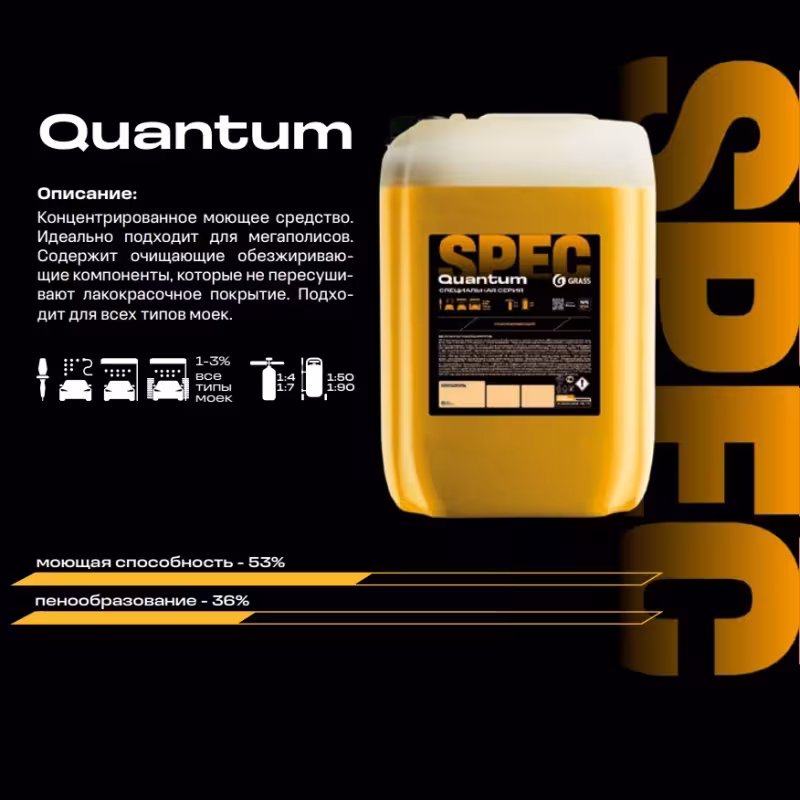 Автошампунь для бесконтактной мойки Grass Quantum 110564, для роботов моек SPEC, 23 кг