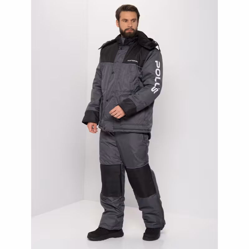 Куртка мужская Huntsman (Восток) Полюс, ткань Cell, серый/черный, размер 52-54, 170-176 см