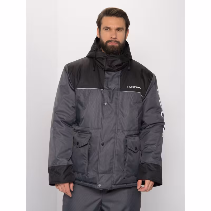 Куртка мужская Huntsman (Восток) Полюс, ткань Cell, серый/черный, размер 52-54, 170-176 см