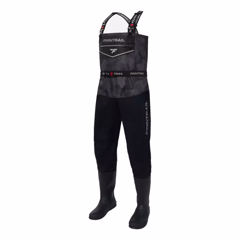 Полукомбинезон-вейдерсы мужской Finntrail Enduro BF 5281 Сумеречно-черный камуфляж (CamoShadowBlack), Hard-Tex, размер XXL/45, 185-195 см
