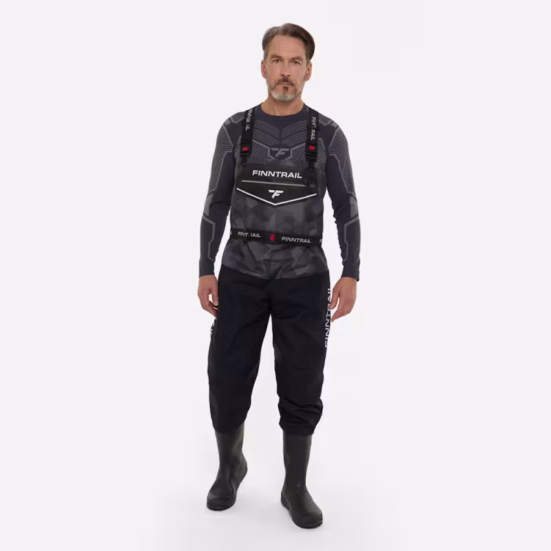 Полукомбинезон-вейдерсы мужской Finntrail Enduro BF 5281 Сумеречно-черный камуфляж (CamoShadowBlack), Hard-Tex, размер XL/45, 180-190 см