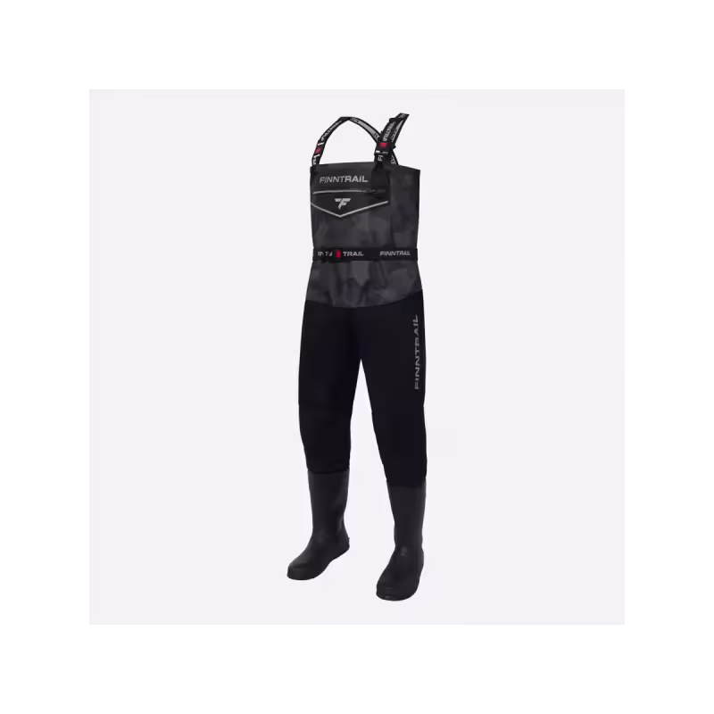 Полукомбинезон-вейдерсы мужской Finntrail Enduro BF 5281 CamoShadowBlack, мембрана Hard-Tex, черный/камуфляж, размер L/44, 175-185 см