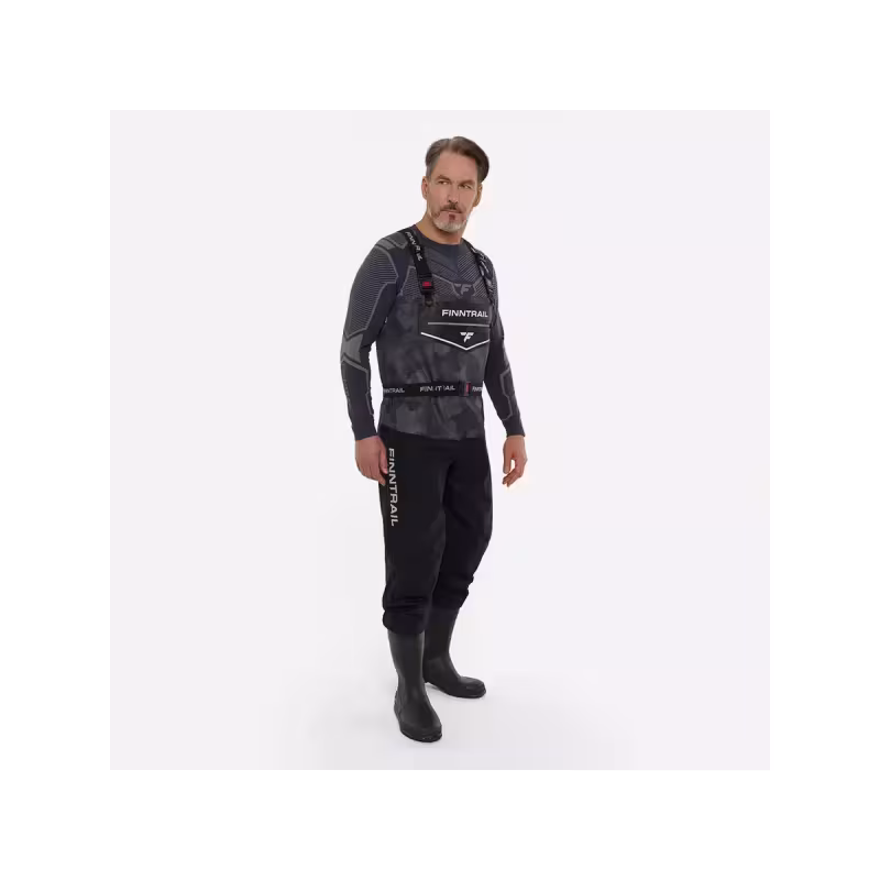 Полукомбинезон-вейдерсы мужской Finntrail Enduro BF 5281 CamoShadowBlack, мембрана Hard-Tex, черный/камуфляж, размер L/44, 175-185 см