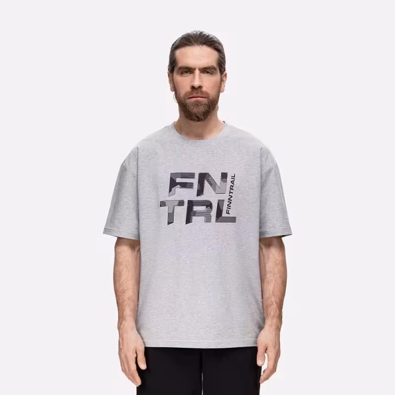 Футболка мужская Finntrail Big Logo 6733 Серый меланж (Grey Mellange), хлопок, размер L, 175-185 см