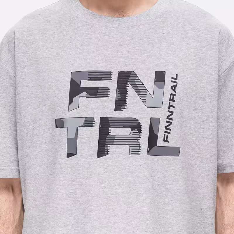 Футболка мужская Finntrail Big Logo 6733 Серый меланж (Grey Mellange), хлопок, размер L, 175-185 см