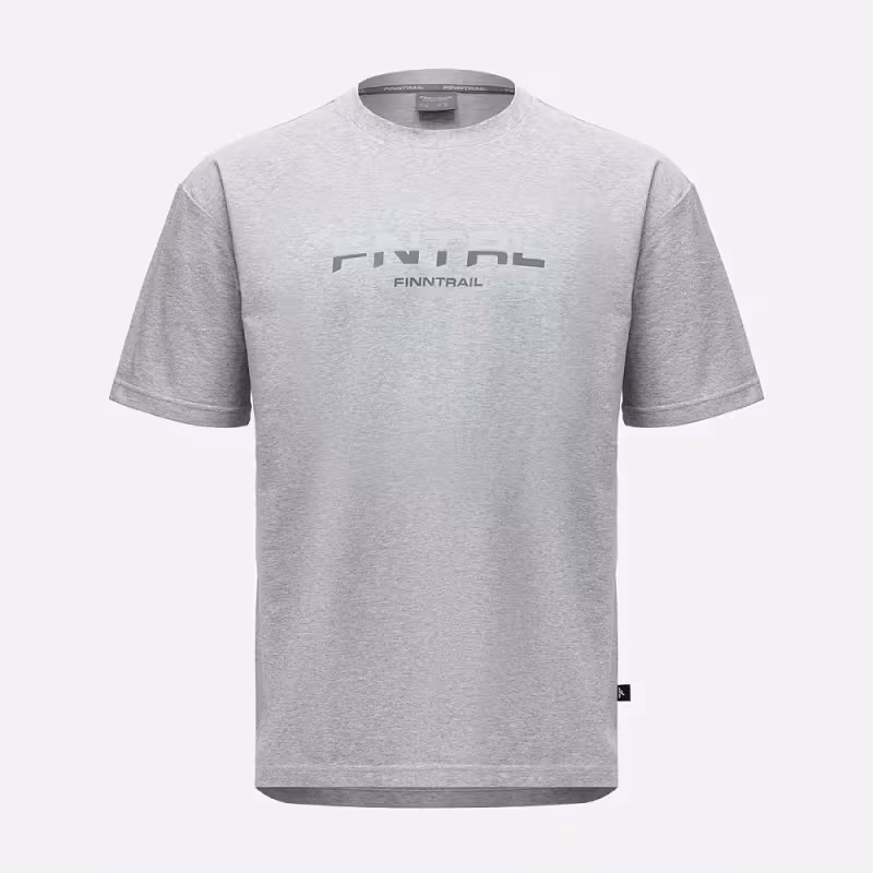 Футболка мужская Finntrail Logo 6734 Серый меланж (Grey Mellange), хлопок, размер XXL, 185-195 см