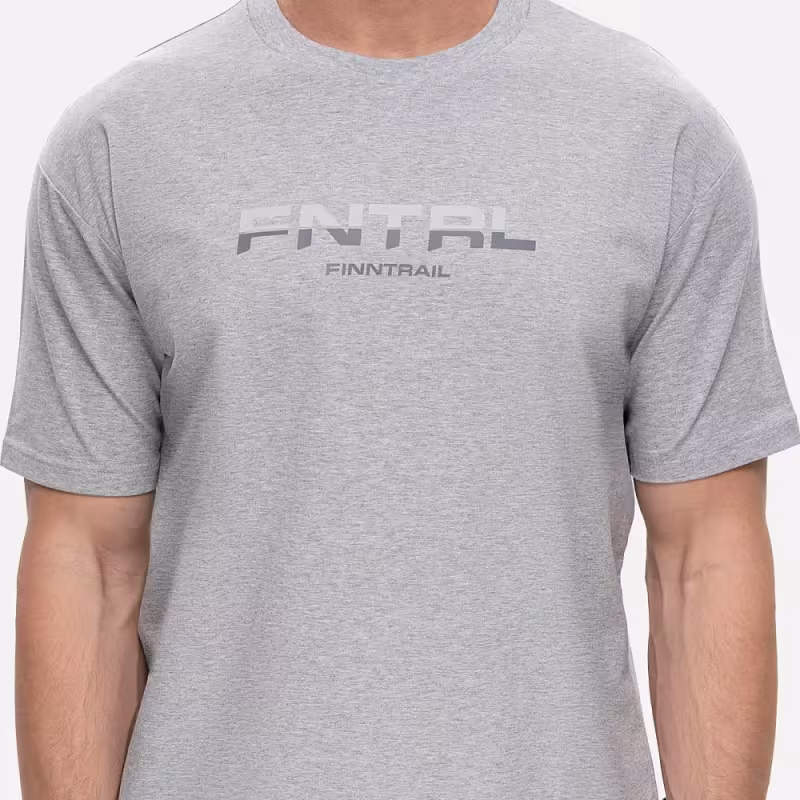 Футболка мужская Finntrail Logo 6734 Серый меланж (Grey Mellange), хлопок, размер XXL, 185-195 см