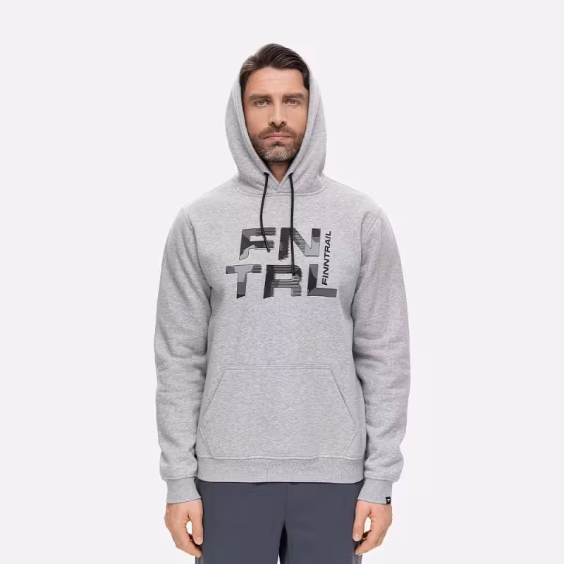 Худи мужское Finntrail Big Logo 6830 Серый меланж (Grey Mellange), футер, размер L, 175-185 см