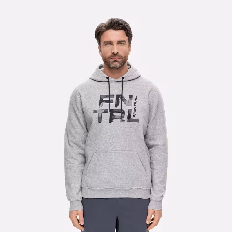 Худи мужское Finntrail Big Logo 6830 Серый меланж (Grey Mellange), футер, размер L, 175-185 см