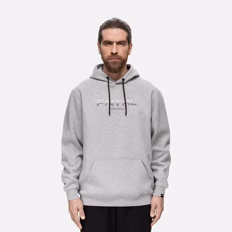 Худи мужское Finntrail Logo 6829 Серый меланж (Grey Mellange), футер, размер L, 175-185 см