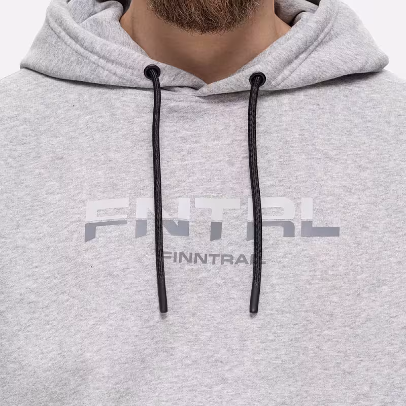 Худи мужское Finntrail Logo 6829 Серый меланж (Grey Mellange), футер, размер L, 175-185 см