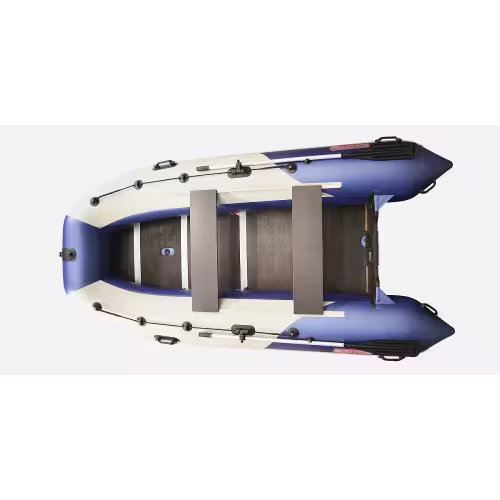 Надувная лодка ПВХ Hunterboat Stels 355, фанерный пайол, синий/белый