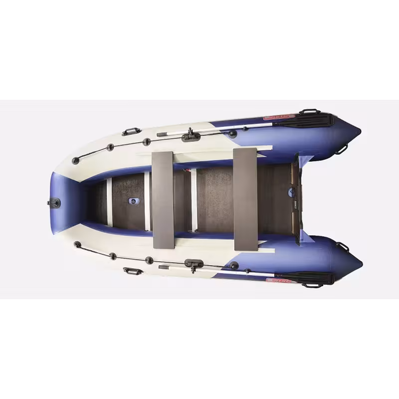 Надувная лодка ПВХ Hunterboat Stels 355, фанерный пайол, синий/белый