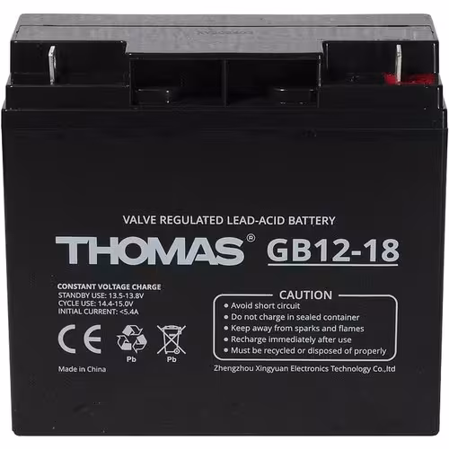 Аккумулятор тяговый Thomas GB12-18, 18A, 12V