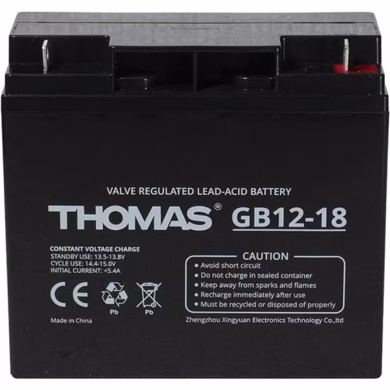 Аккумулятор тяговый Thomas GB12-18, 18A, 12V