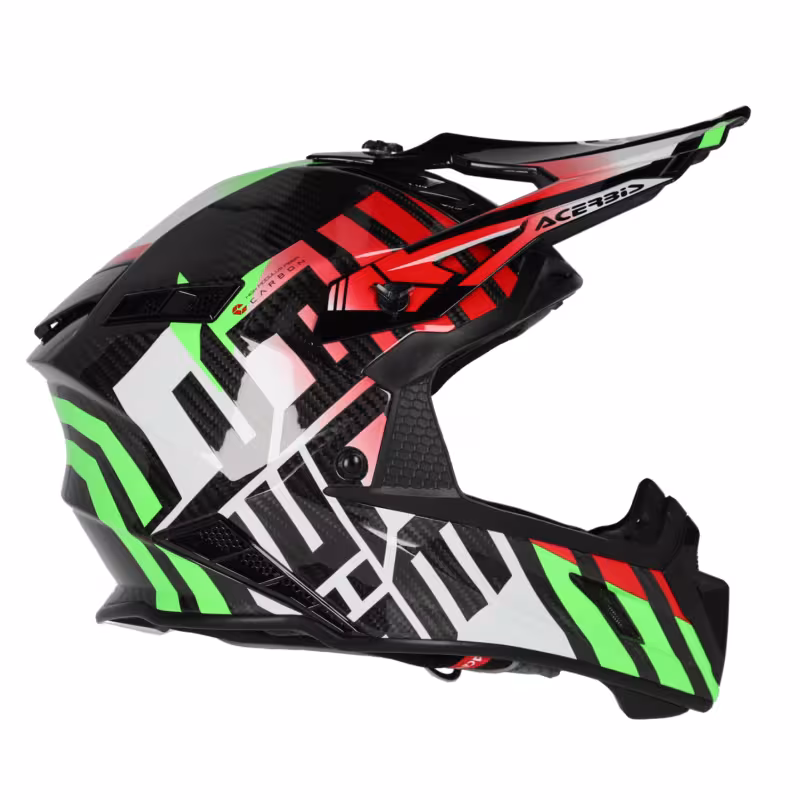 Мотошлем Acerbis Steel Carbon 22-06 Green/Red, зеленый/красный, размер L