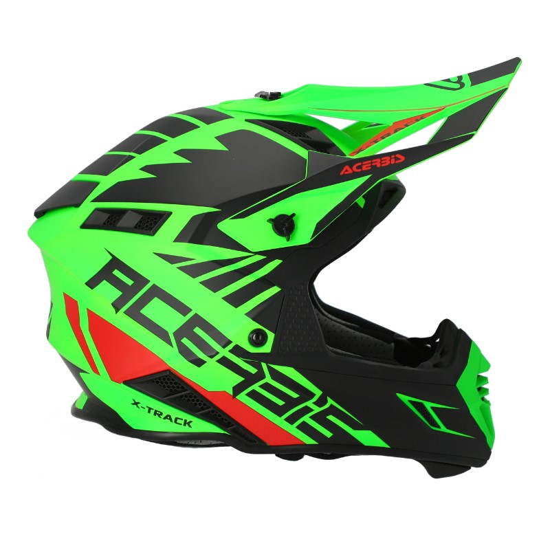 Мотошлем Acerbis X-Track Fluo-Green/Black, черный/зеленый, размер XXL