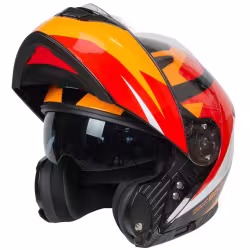 Мотошлем GTX 550 №2 Blck/White/Orange/Red, черный/оранжевый/красный, размер L (2 визора)