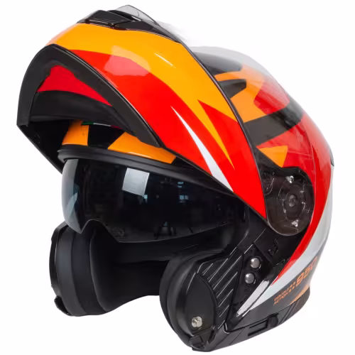 Мотошлем GTX 550 №2 Blck/White/Orange/Red, черный/оранжевый/красный, размер L (2 визора)