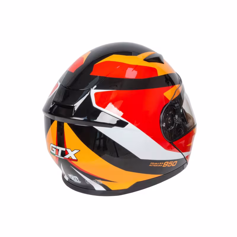 Мотошлем GTX 550 №2 Blck/White/Orange/Red, черный/оранжевый/красный, размер L (2 визора)