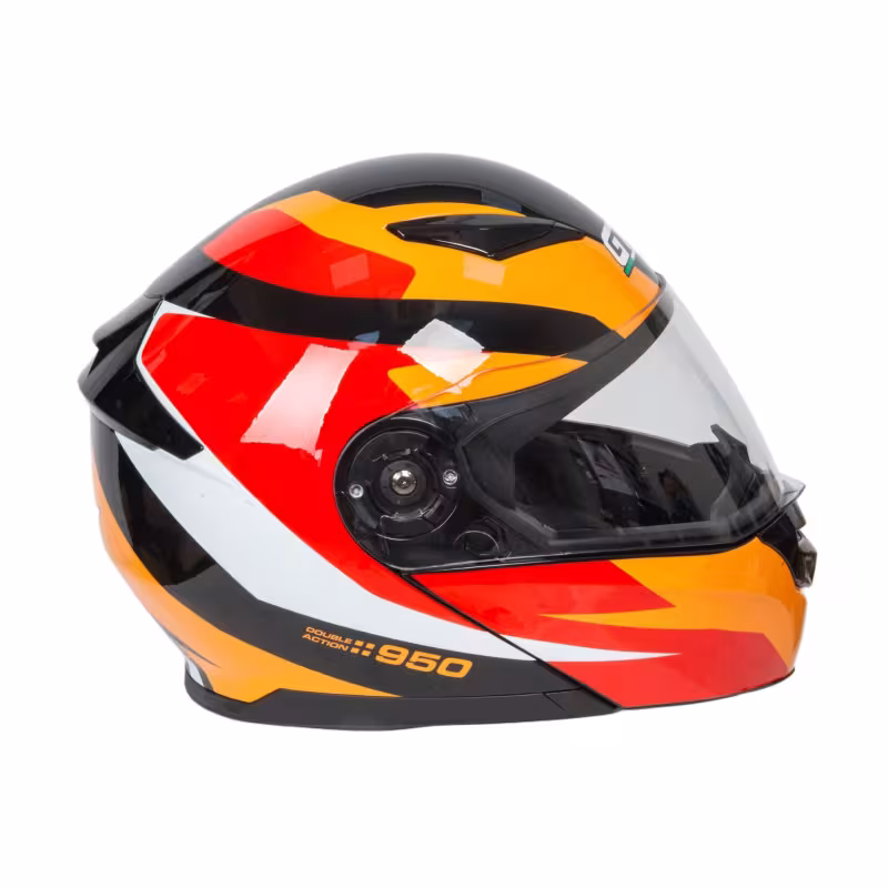Мотошлем GTX 550 №2 Blck/White/Orange/Red, черный/оранжевый/красный, размер L (2 визора)