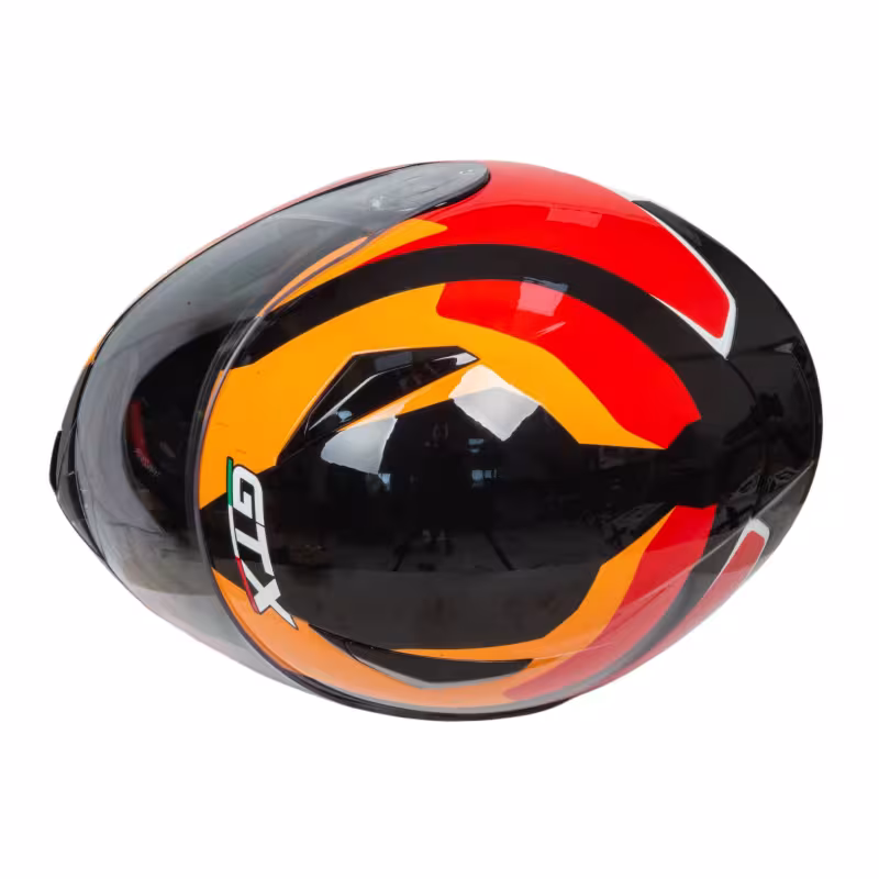 Мотошлем GTX 550 №2 Blck/White/Orange/Red, черный/оранжевый/красный, размер L (2 визора)