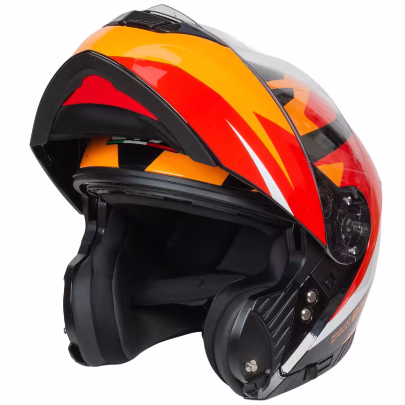 Мотошлем GTX 550 №2 Blck/White/Orange/Red, черный/оранжевый/красный, размер L (2 визора)