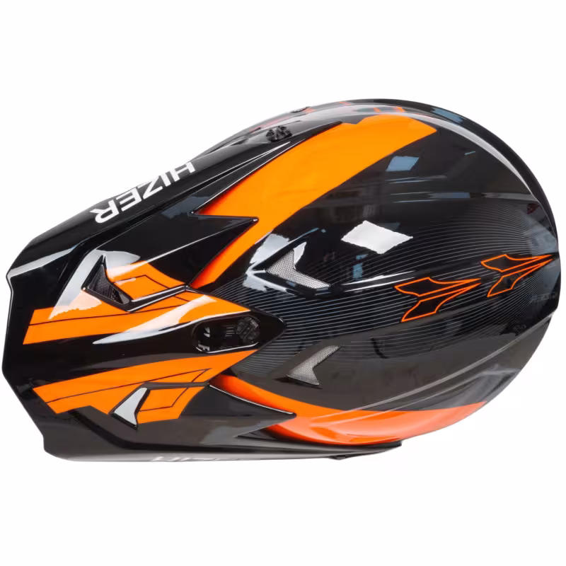 Мотошлем Hizer J6805 №5 orange, оранжевый/черный, размер M