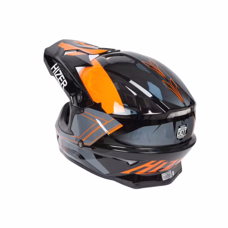 Мотошлем Hizer J6805 №5 orange, оранжевый/черный, размер M