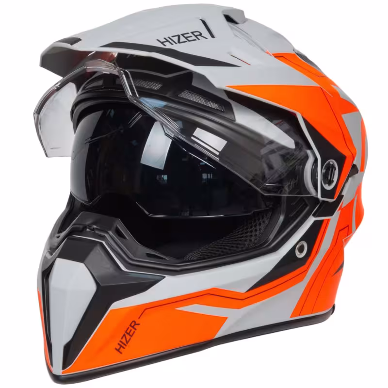 Мотошлем Hizer J6808 №1 matte grey, матовый/серый, размер L