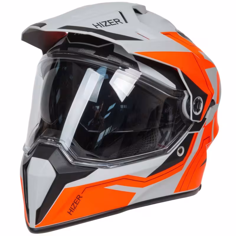 Мотошлем Hizer J6808 №1 matte grey, матовый/серый, размер L