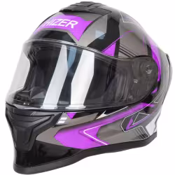 Мотошлем Hizer J5325 №1 blue, черный/синий/сиреневый, размер M