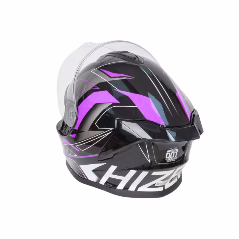 Мотошлем Hizer J5325 №1 blue, черный/синий/сиреневый, размер M