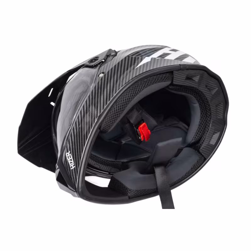 Мотошлем Hizer J6808 №4 carbon, черный/серый, размер S (2 визора)