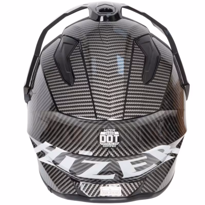 Мотошлем Hizer J6808 №4 carbon, черный/серый, размер S (2 визора)