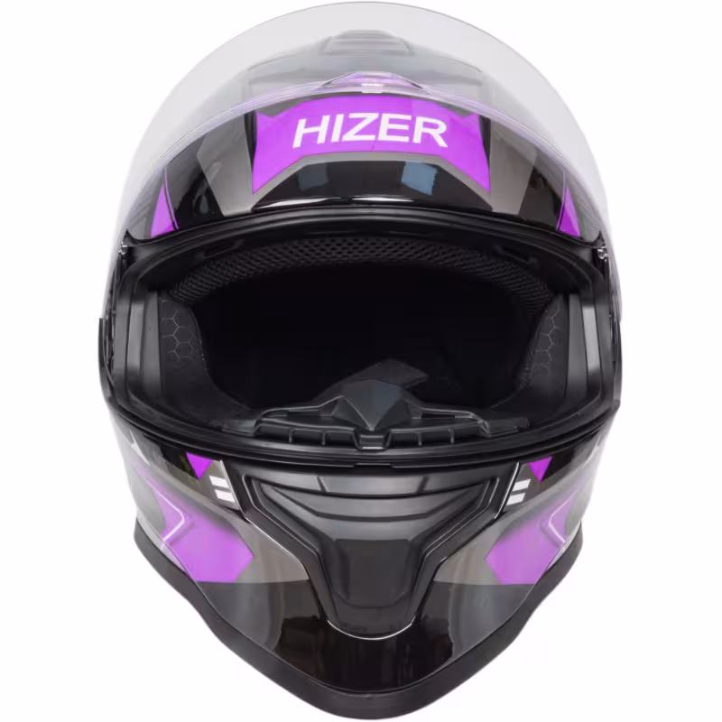 Мотошлем Hizer J5325 №1 blue, черный/синий/сиреневый, размер S