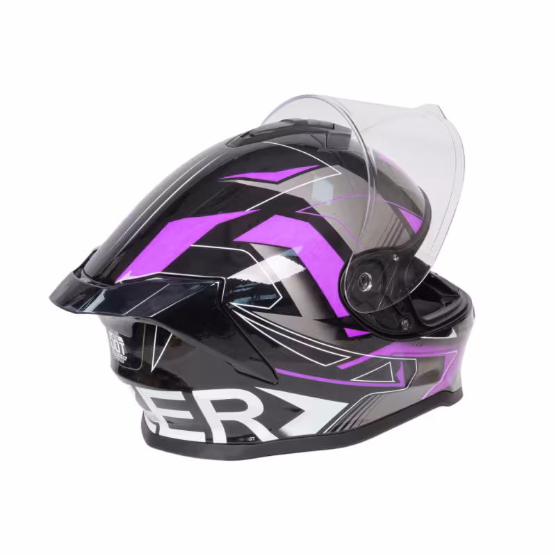 Мотошлем Hizer J5325 №1 blue, черный/синий/сиреневый, размер S