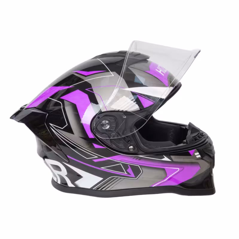 Мотошлем Hizer J5325 №1 blue, черный/синий/сиреневый, размер S