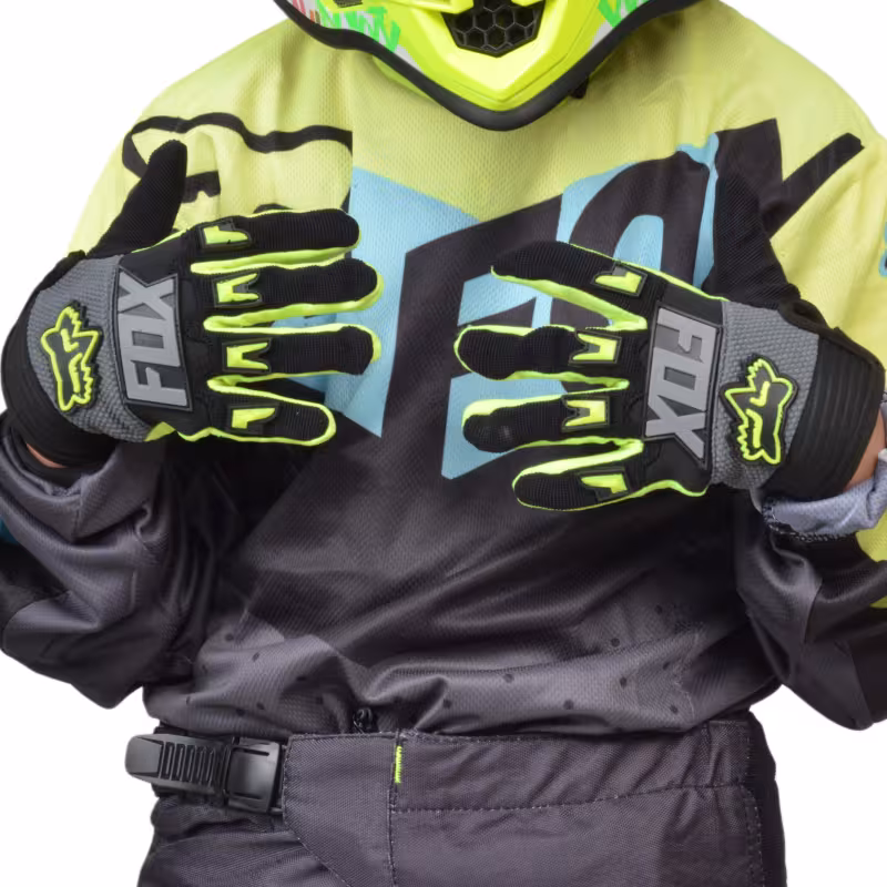 Мотоперчатки детские FOX №2 Neon-Green/White, неоново-зеленый/белый, 14 cм/4-5 лет